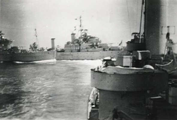 The scene from Phoebe's flag deck shortly after the collision