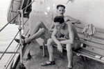 Peter Hartell and Graham Dench on 'B' gun deck in 1958. Graham later became a pastor to the Fishermens Guild in Scotland. Photo kindly supplied by Bill Hartland