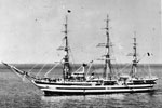 The Italian Training Ship Amerigo Vespucci, at Spithead on June 8, 1953, for the Coronation Naval Review. She was the only sailing ship in the review. Image from Imperial War Museums A32573