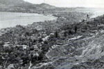 Zante was still burning when HMS Gambia arrived, August 1953. Image from Stan Coulding